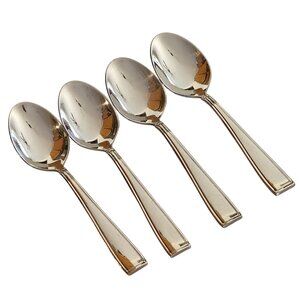 4 Reed Barton Benson Spoon 6" stainless  vtg Outline Flat Tip minimalist retro r